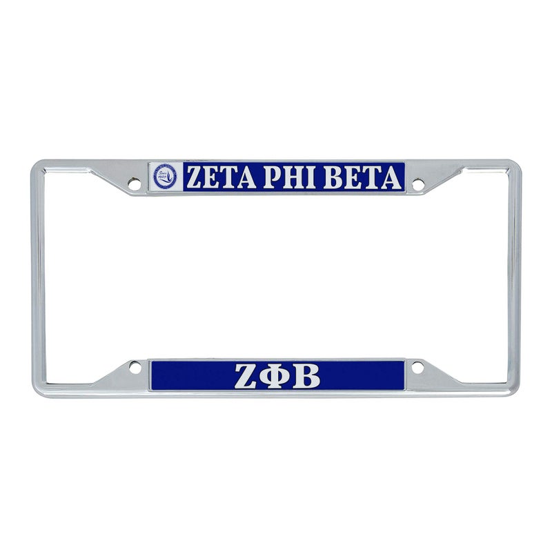 Desert Cactus Zeta Phi Beta Car Accessories Zetas ZPHIB Sorority Metal License Plate Frame and Tag Holder for Front or Rear of Car (Crest LP Frame) - Image 1